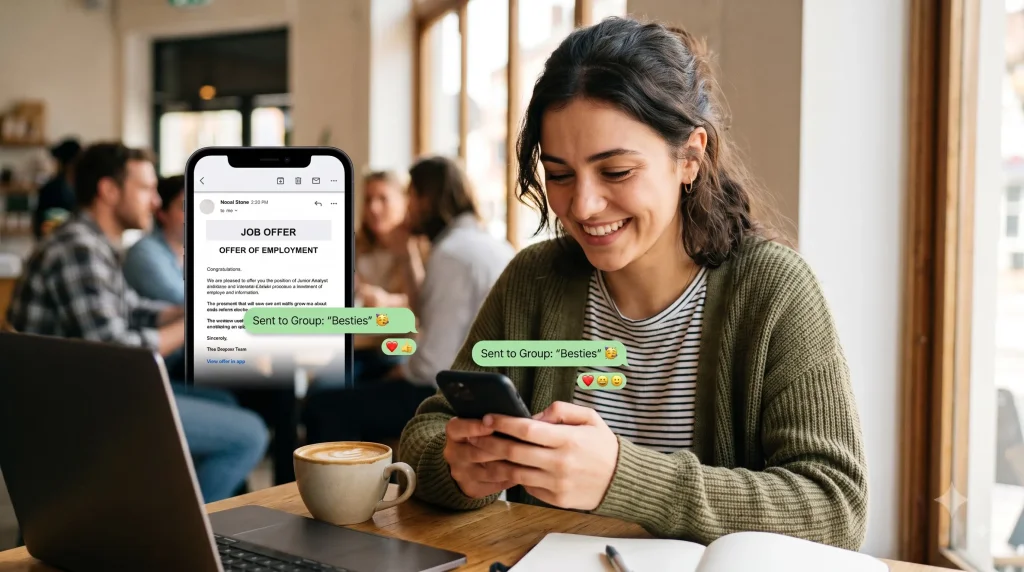 sharing your offer letter screenshot with friends