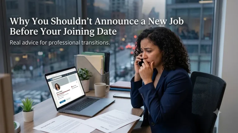 announce a new job before joining