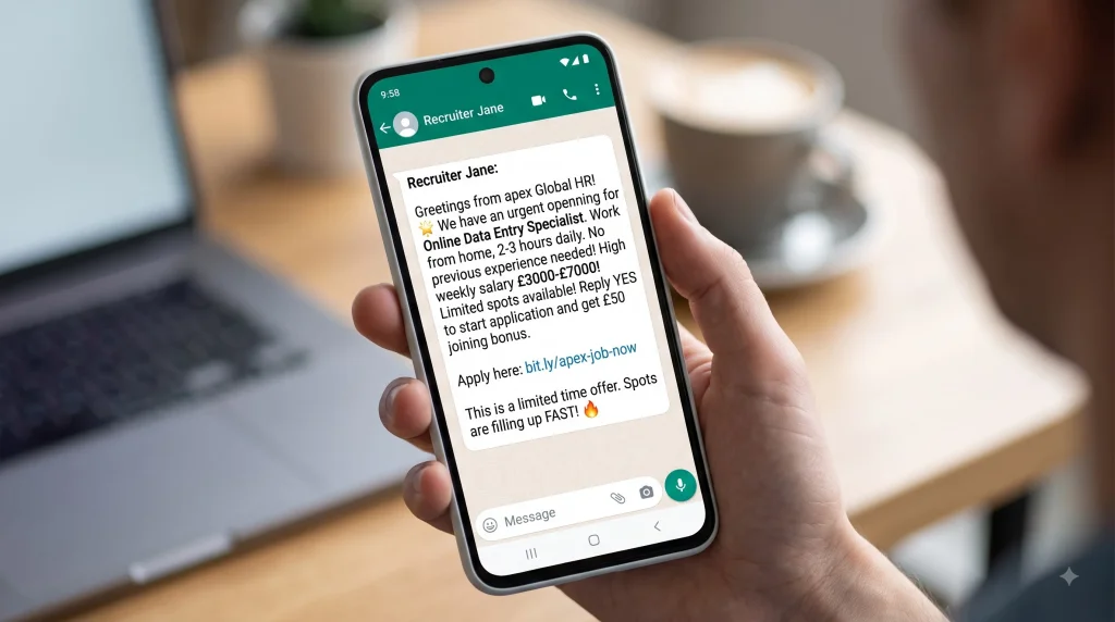 how to spot a fake job offer message