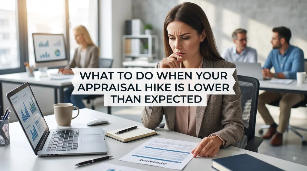 Employee reading appraisal letter with a lower than expected hike