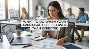 Employee reading appraisal letter with a lower than expected hike