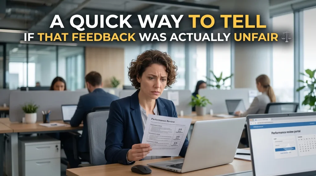 Employee reflecting after a performance feedback conversation